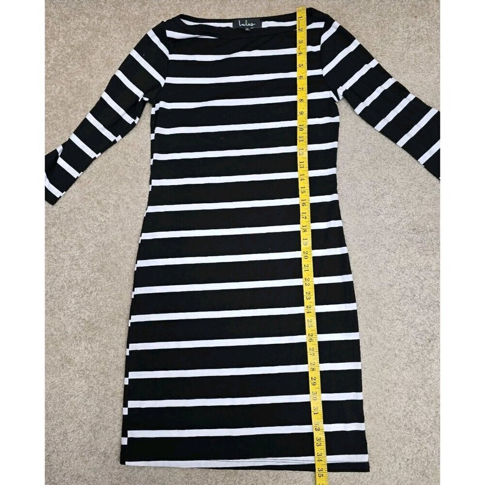 Lulus Heir Lines Striped Bodycon Dress Black White Casual Dress Women's Size M - Picture 6 of 9